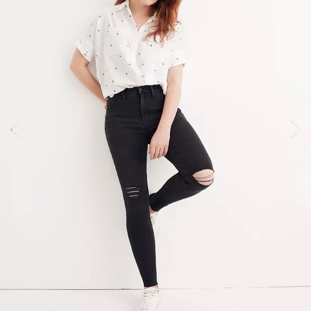 Madewell Tall 9" Mid-Rise Skinny Jeans in Black Sea